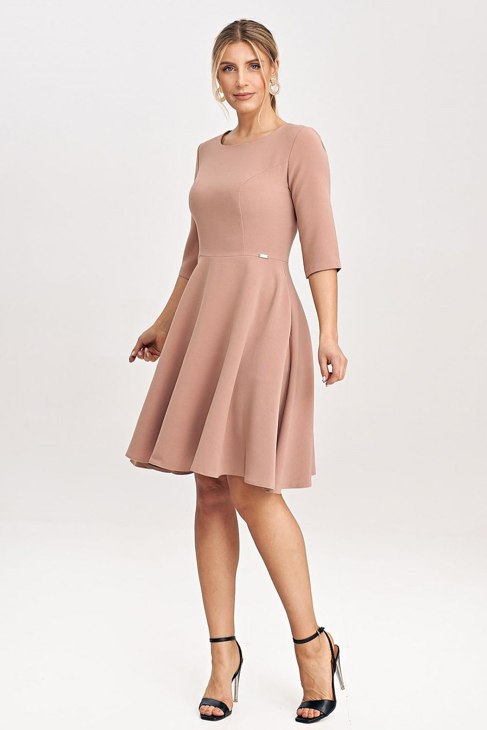 TEEK - Pink Flared Three-Quarter Sleeve Dress DRESS TEEK MH   