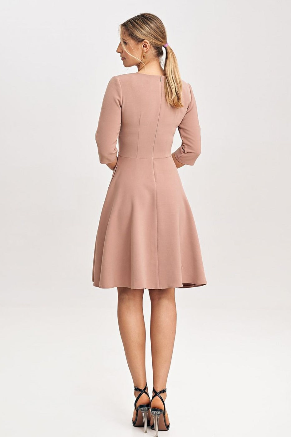 TEEK - Pink Flared Three-Quarter Sleeve Dress DRESS TEEK MH   