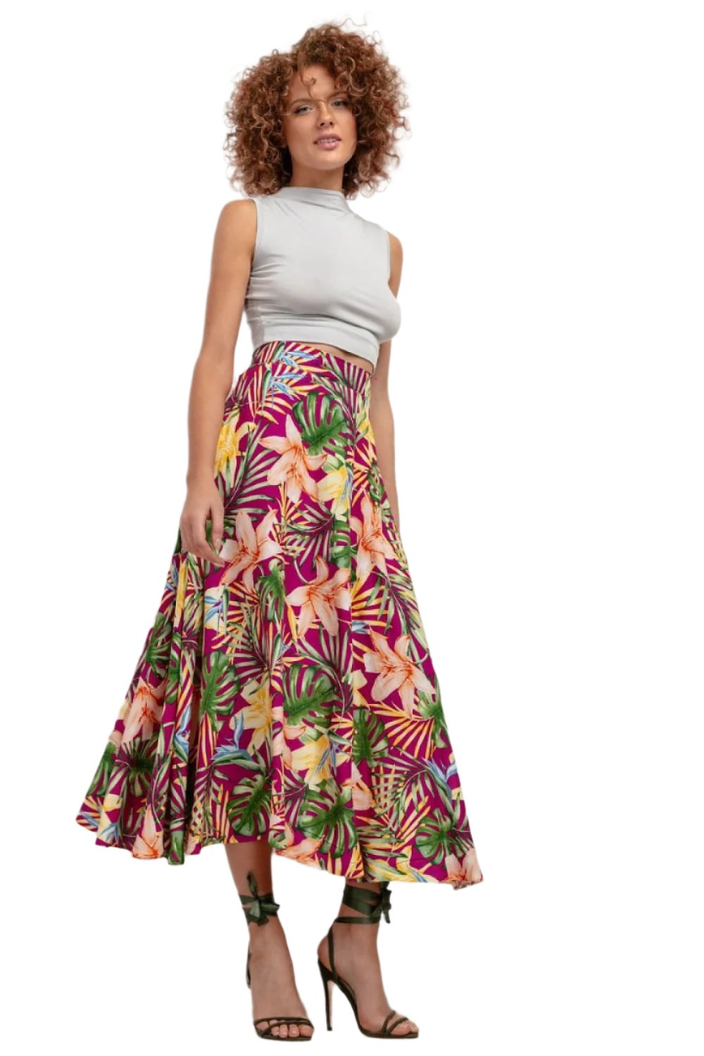 TEEK - Patterned Print Flared Skirt SKIRT TEEK MH multicolor XS 