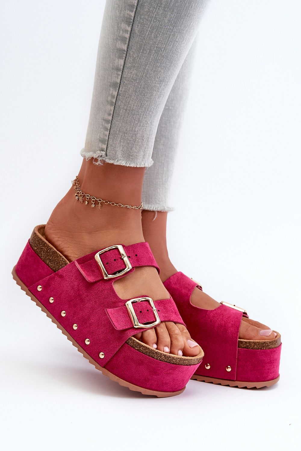 TEEK - Pink Touched Suede Double Band Platform Sandals SHOES TEEK MH   