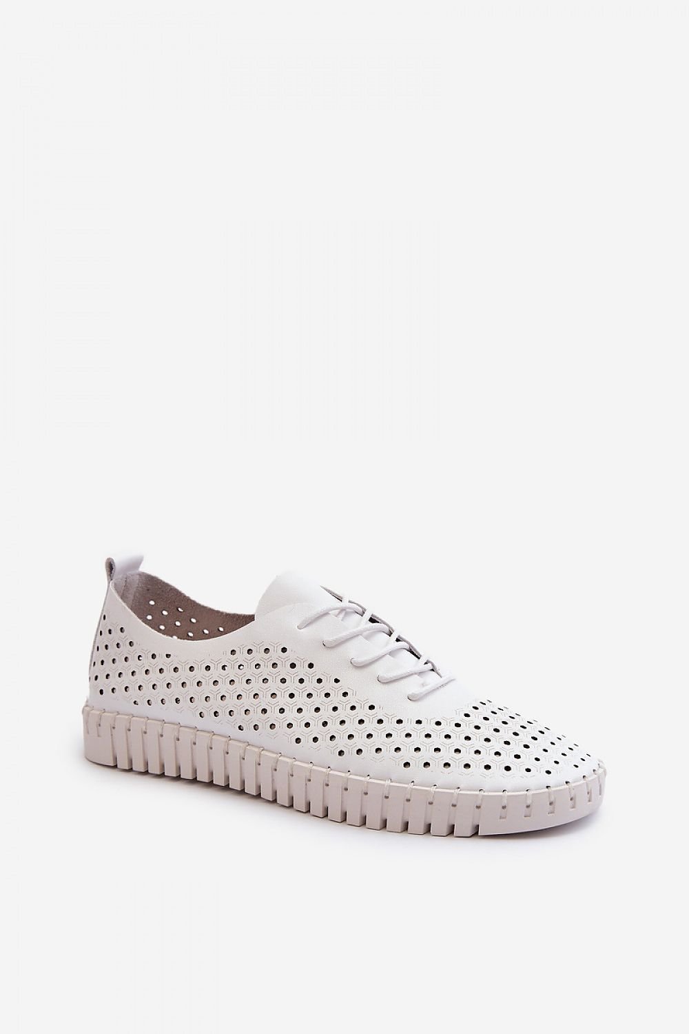 TEEK - Pinhole Leather Laced Sneakers SHOES TEEK MH white 6.5 