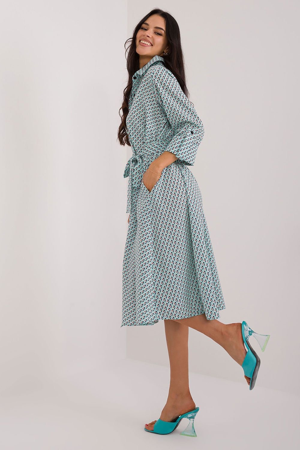 TEEK - Buttoned Down Patterned Pocketed Shirt Dress DRESS TEEK MH   