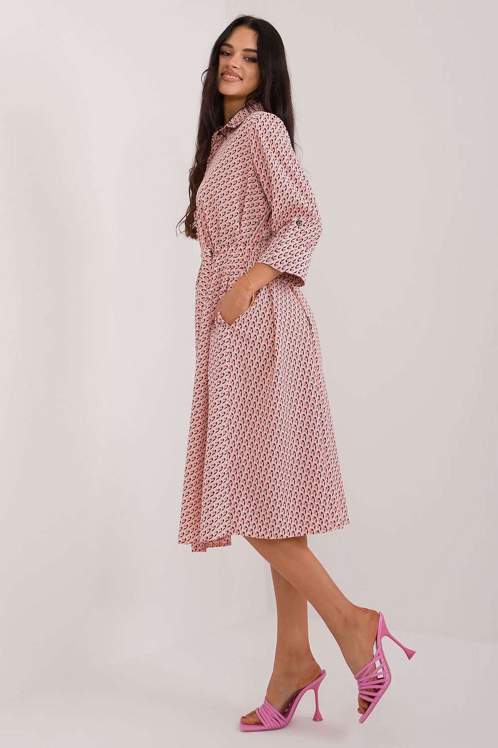 TEEK - Buttoned Down Patterned Pocketed Shirt Dress DRESS TEEK MH   