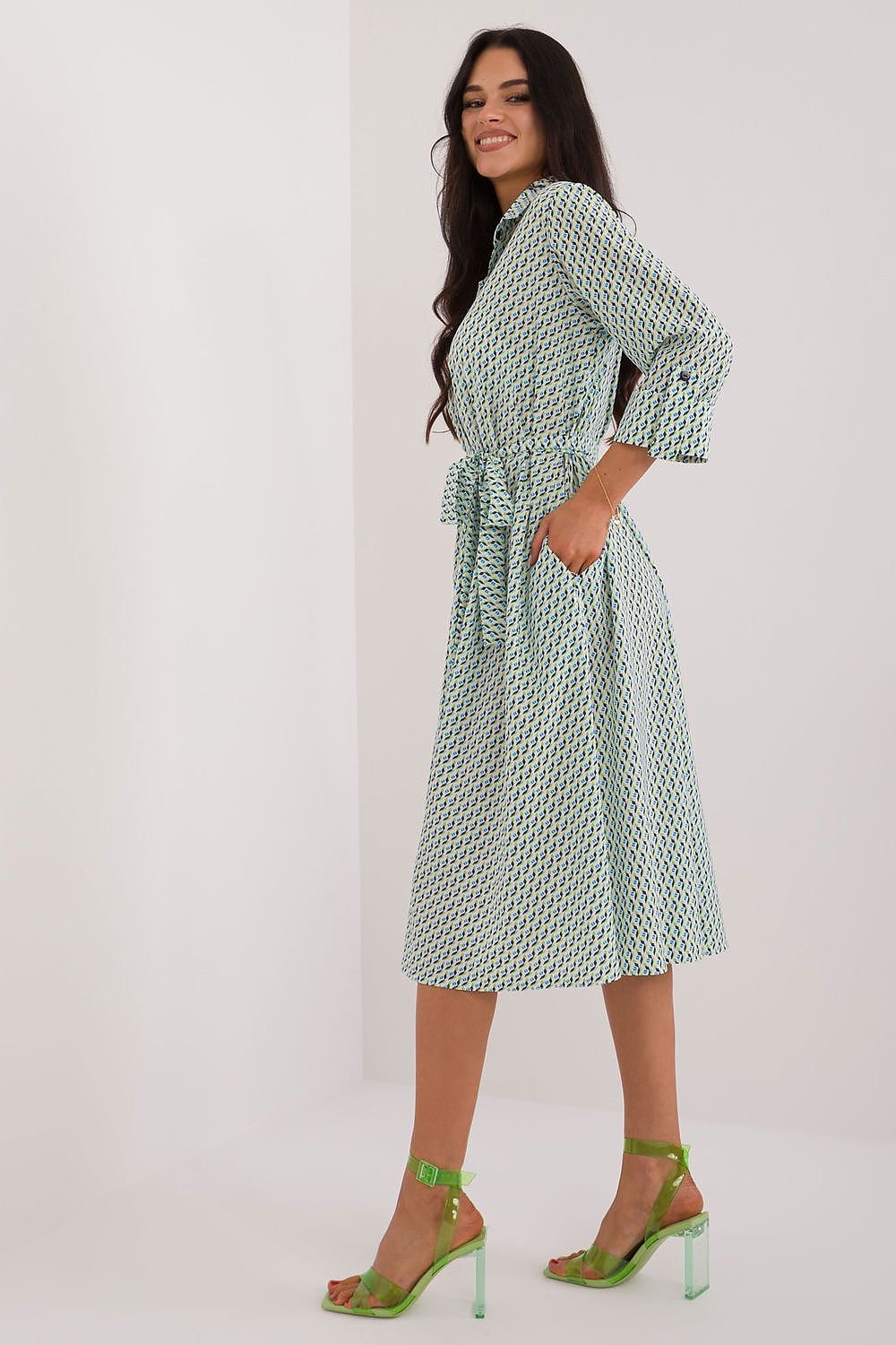 TEEK - Buttoned Down Patterned Pocketed Shirt Dress DRESS TEEK MH   