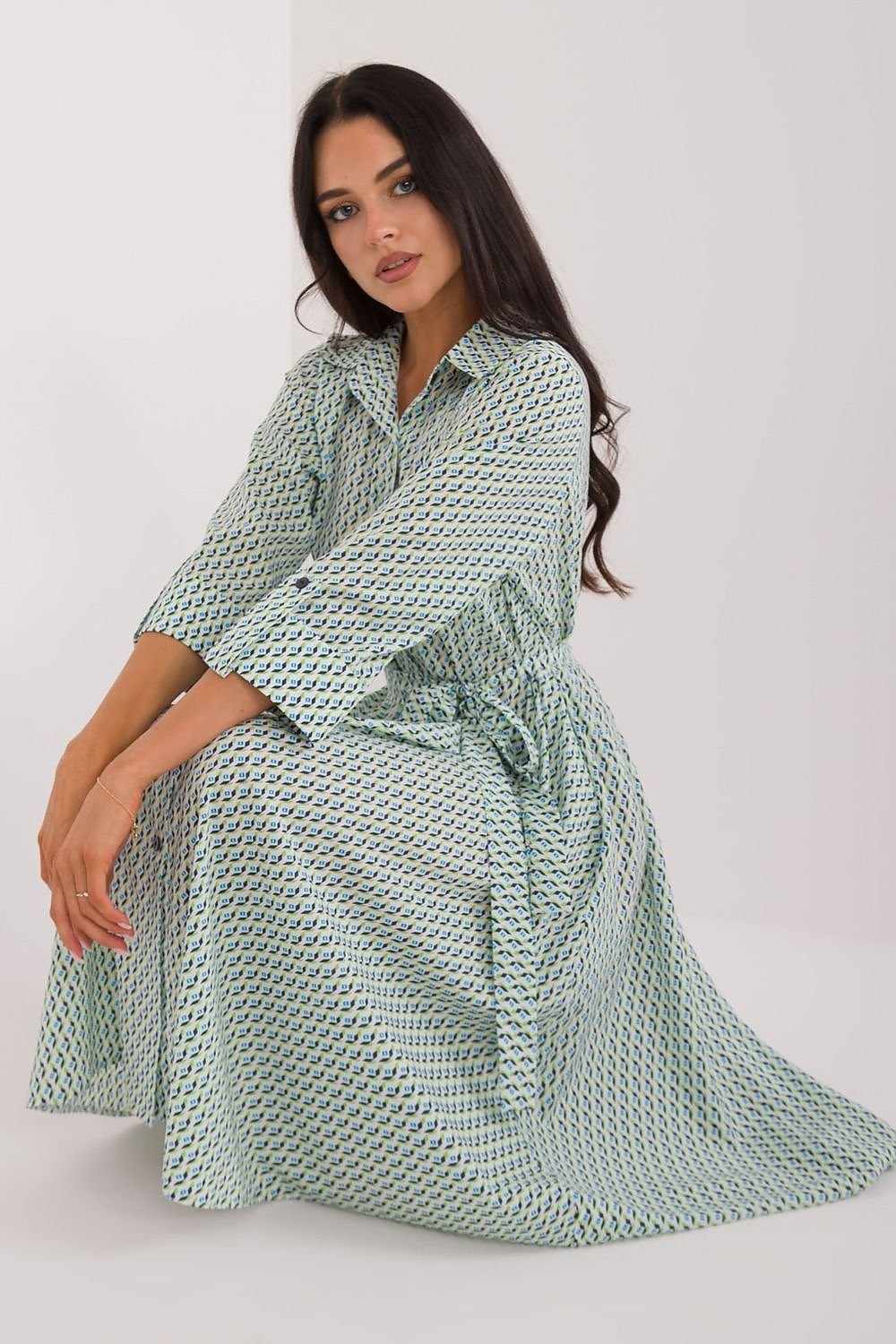 TEEK - Buttoned Down Patterned Pocketed Shirt Dress DRESS TEEK MH   