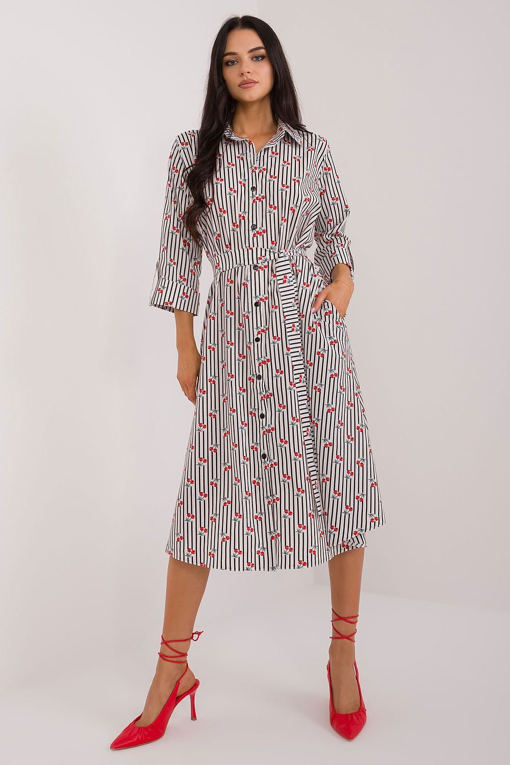 TEEK - Buttoned Down Patterned Pocketed Shirt Dress DRESS TEEK MH black S/M 