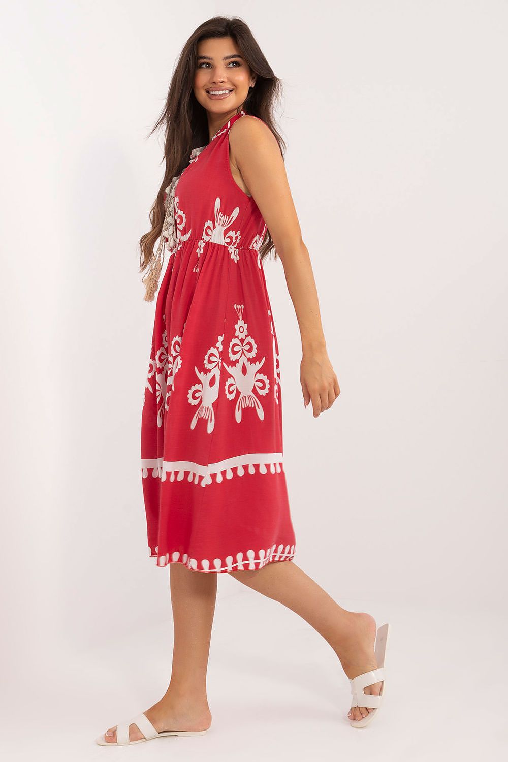 TEEK - Red Sleeveless Imperial Design Dress DRESS TEEK MH   