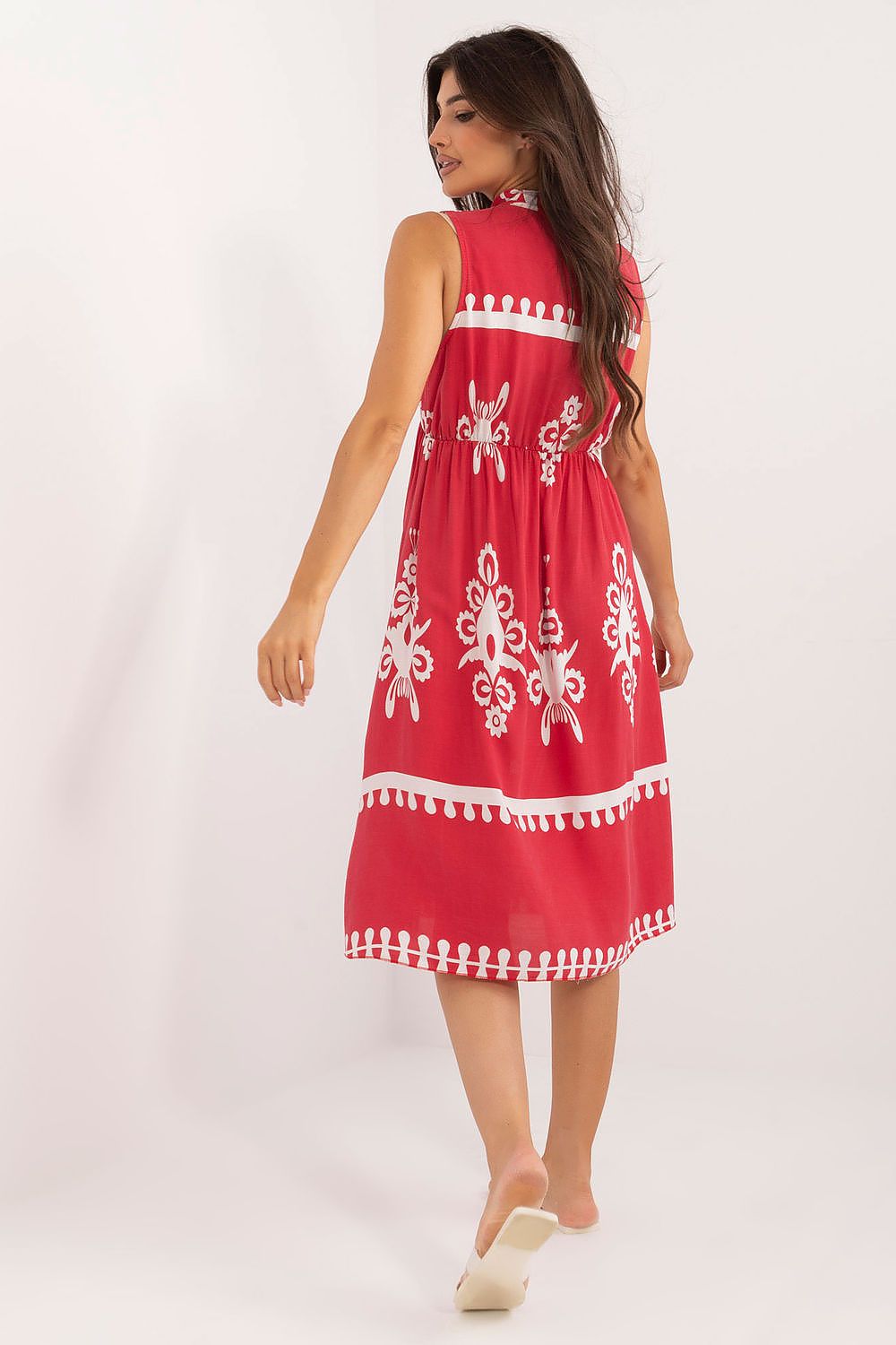 TEEK - Red Sleeveless Imperial Design Dress DRESS TEEK MH   