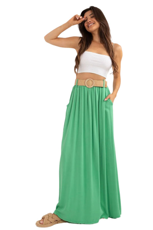 TEEK - Long Pocketed Belted Skirt SKIRT TEEK MH green  