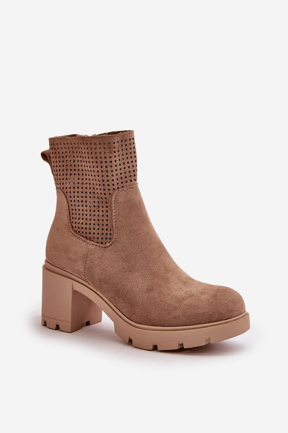 TEEK - Block Heeled Suede Mesh Panel Boots SHOES TEEK MH   