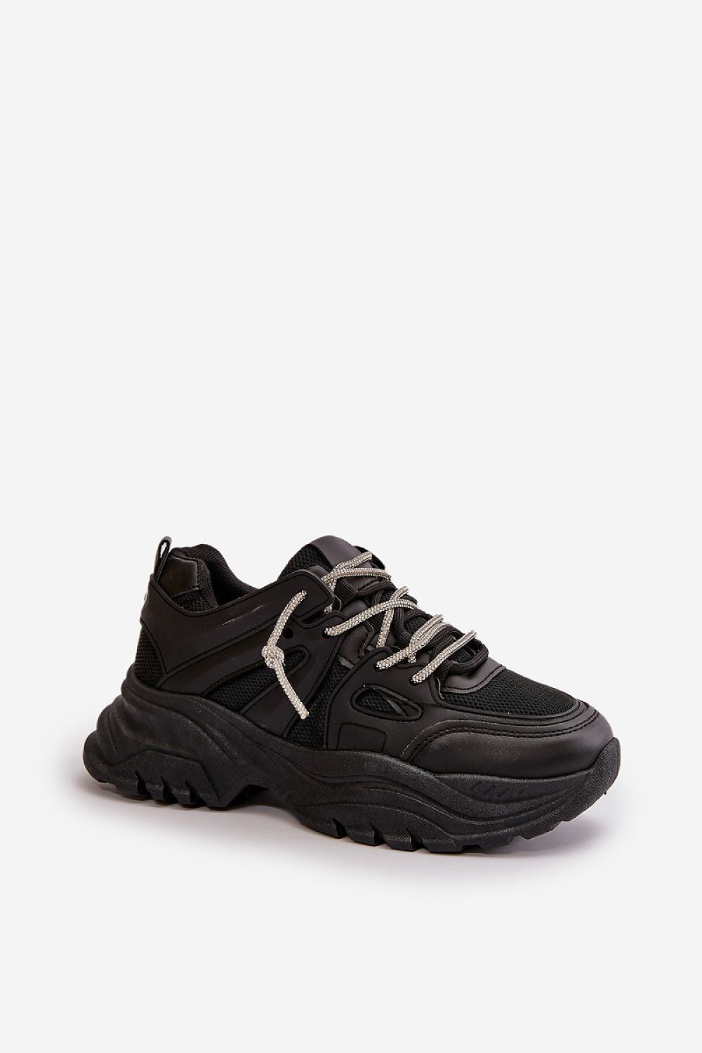 TEEK - Black Thick Sole Mixed Laced Sneakers SHOES TEEK MH   