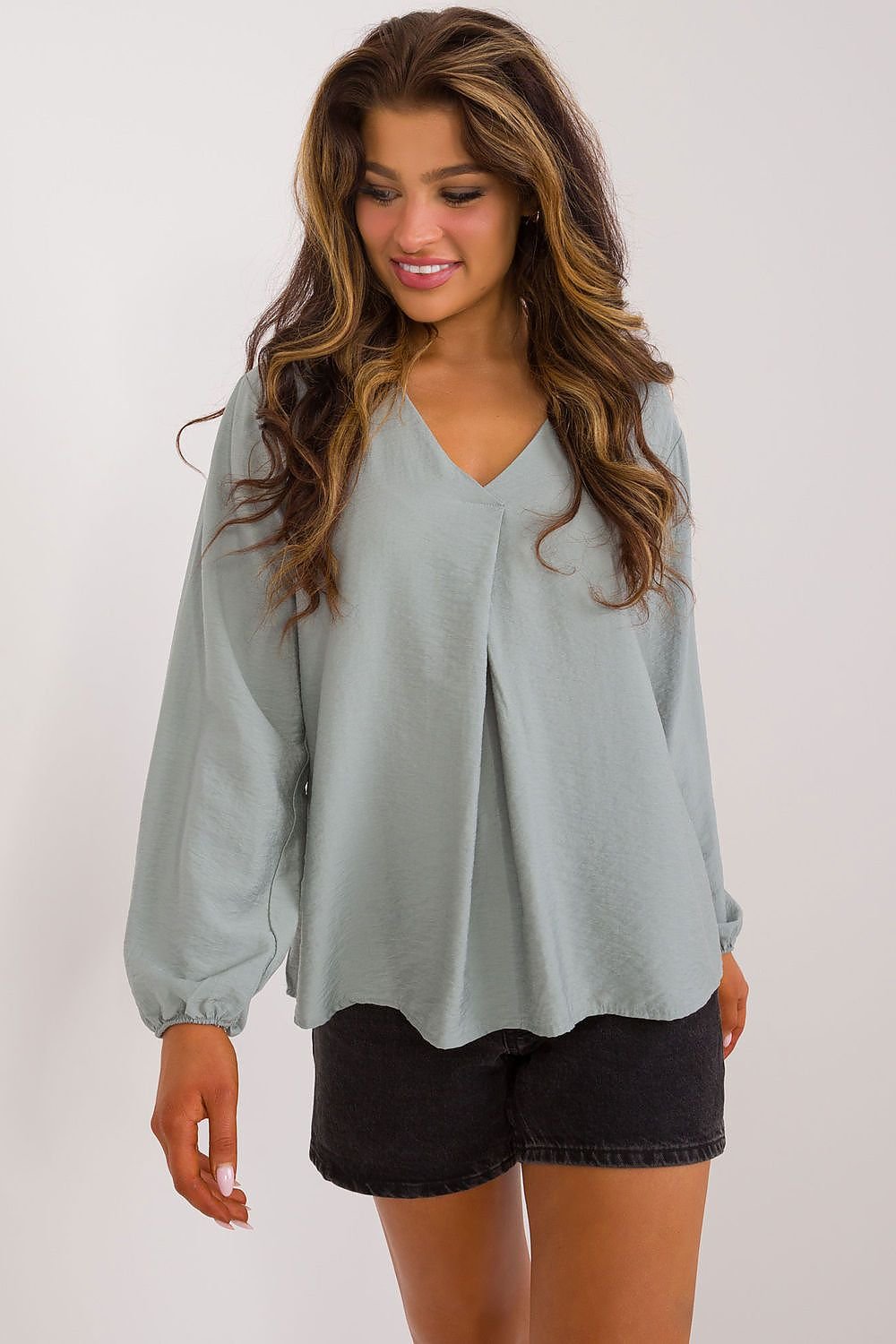 TEEK - V-Neck Smooth Blouse TOPS TEEK MH green S 