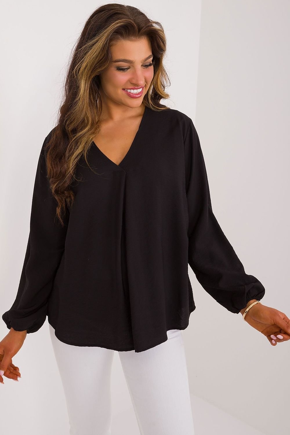 TEEK - V-Neck Smooth Blouse TOPS TEEK MH black S 