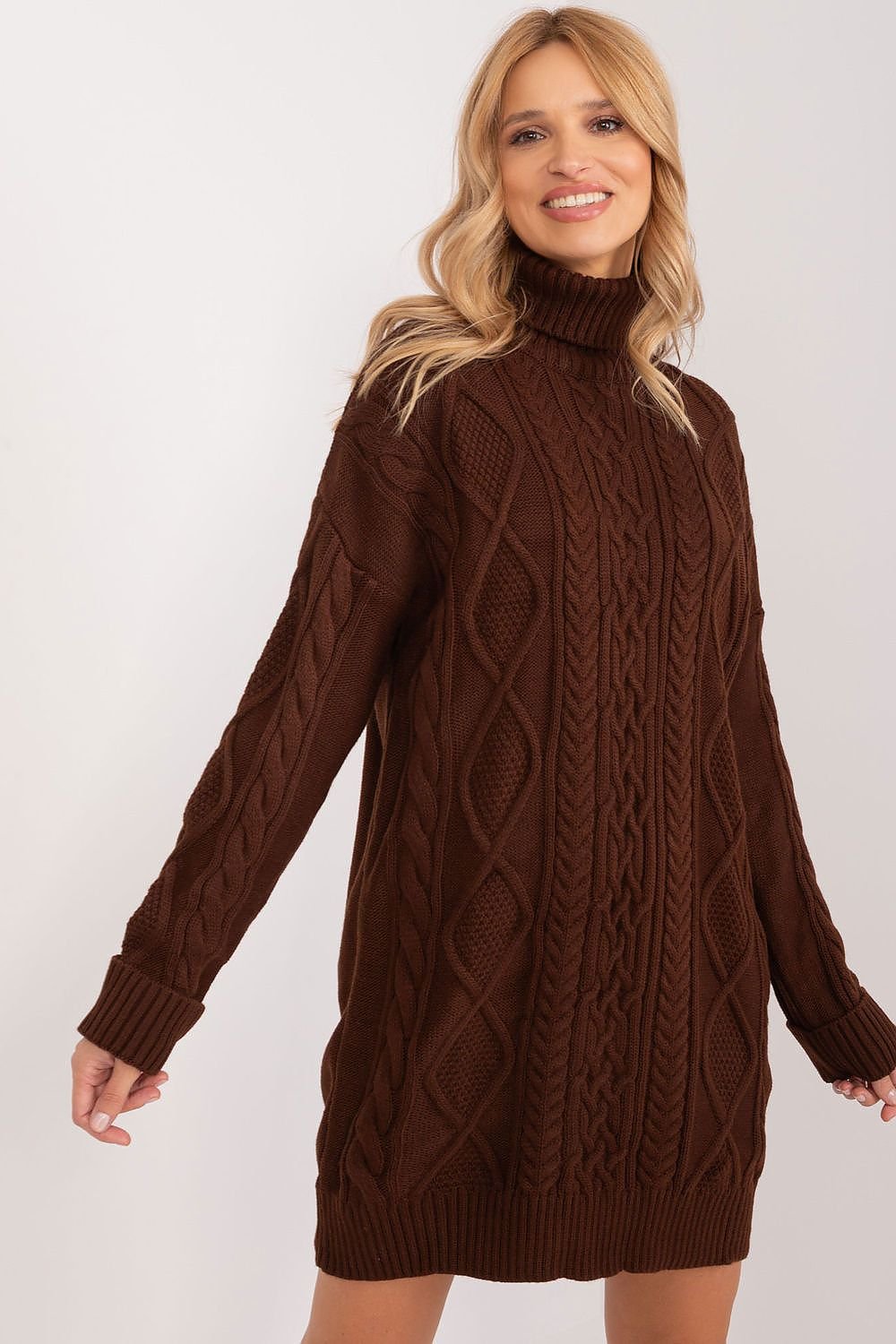 TEEK - Turtleneck Long Sweater Day Dress DRESS TEEK MH brown One Size 