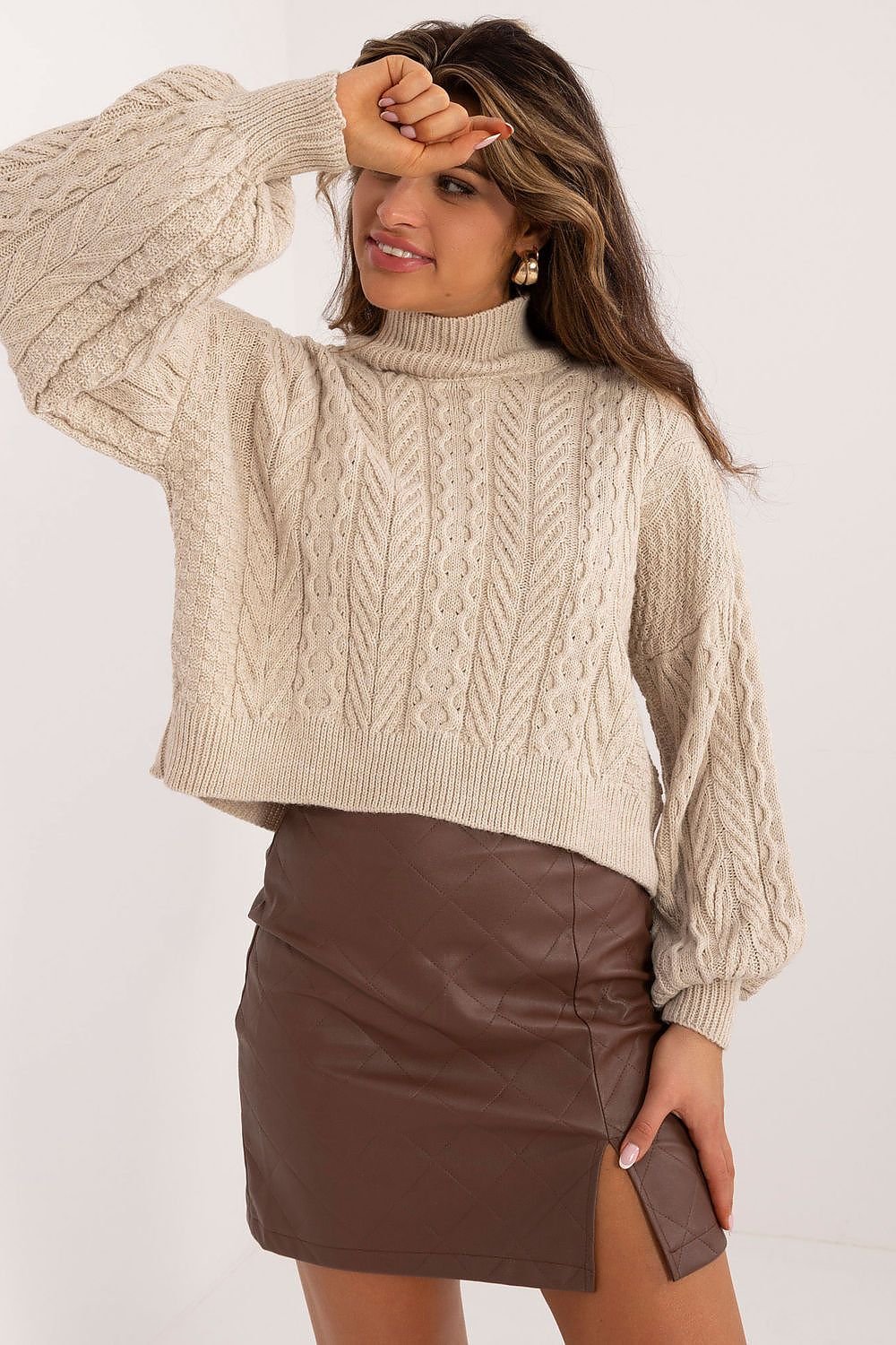 TEEK - Llifted Textured Turtleneck Sweater SWEATER TEEK MH beige One Size 