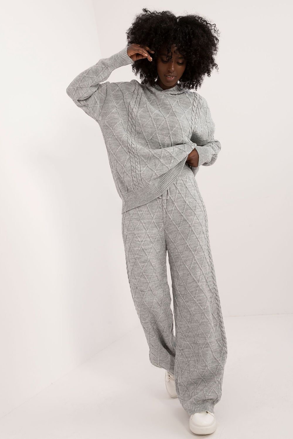 TEEK - Hooded Sweater Waist Tie Pants Set SET TEEK MH grey One Size 