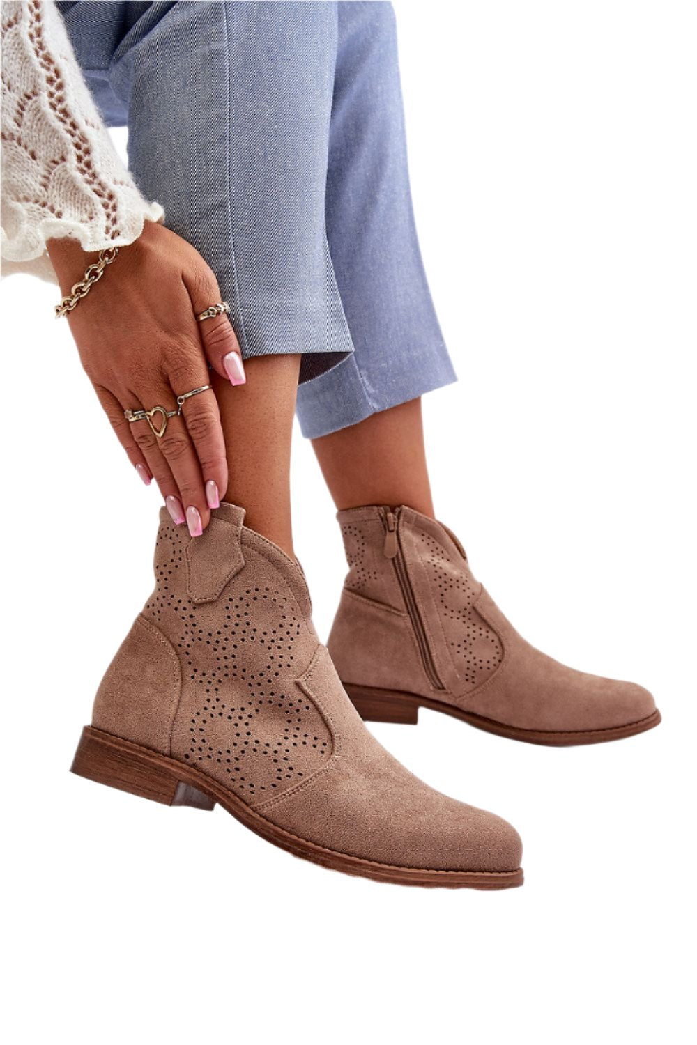 TEEK - Suede Standard Ankle Booties SHOES TEEK MH beige 7.5 