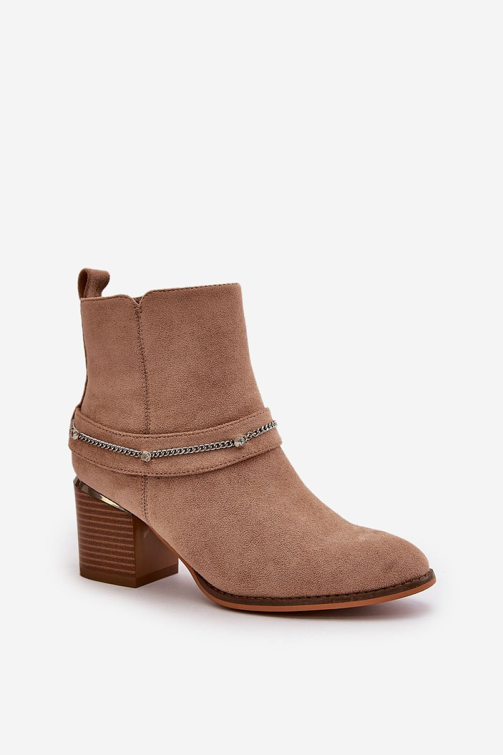 TEEK - Chained Accent Suede Heeled Ankle Boots SHOES TEEK MH   