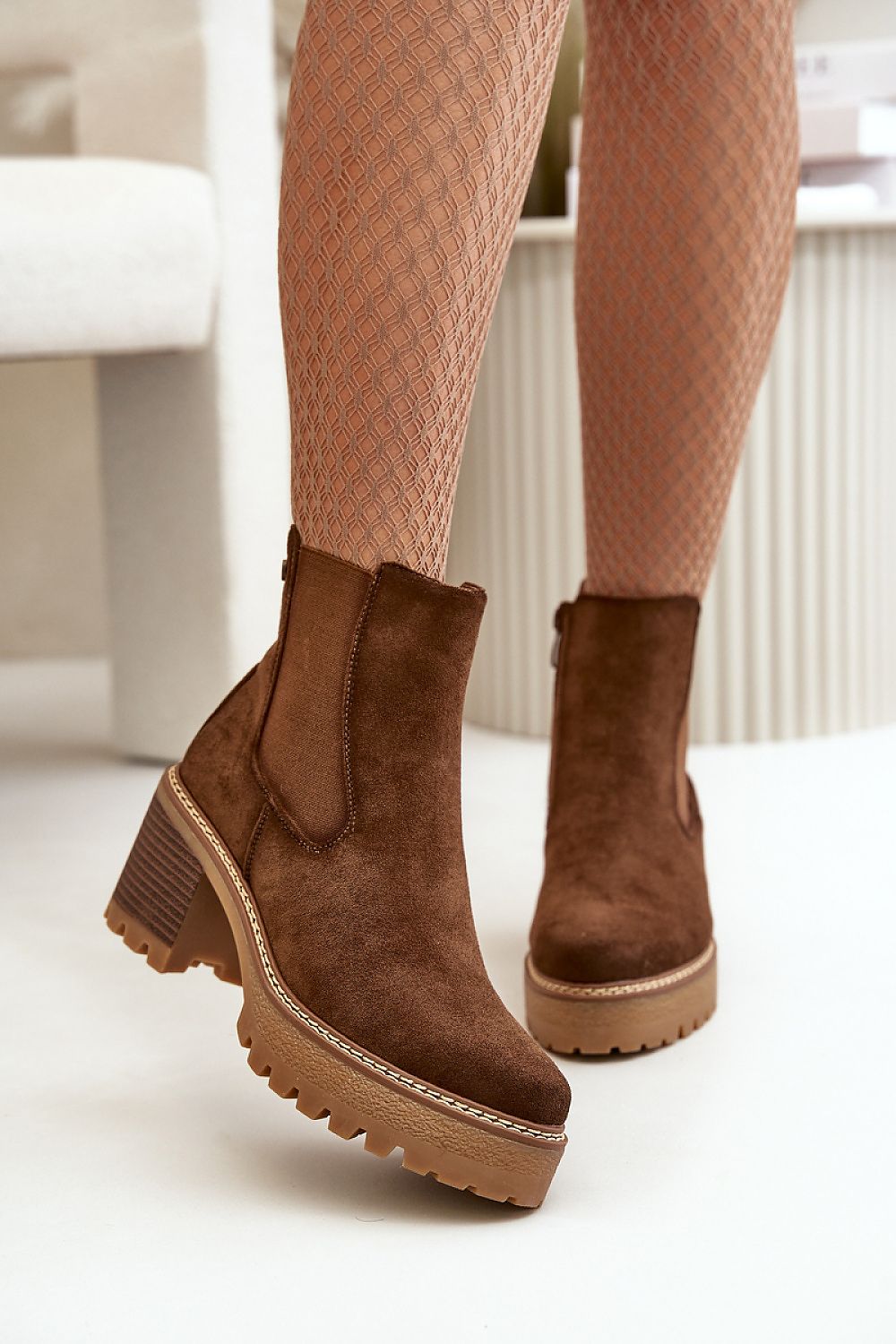 TEEK - Suede Stretch Panel Heeled Boots SHOES TEEK MH   