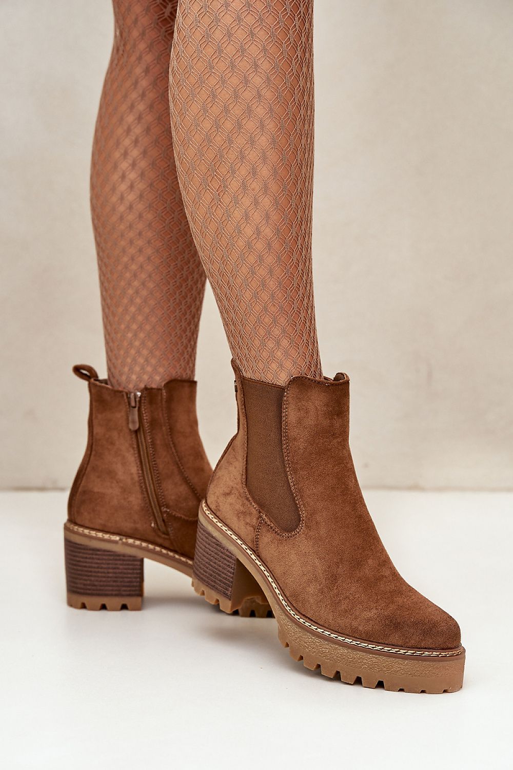 TEEK - Suede Stretch Panel Heeled Boots SHOES TEEK MH brown 2 6.5 