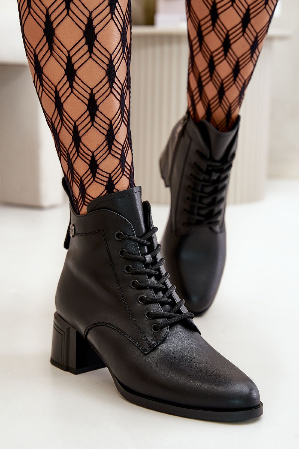 TEEK - Black Laced Smooth Heel Boots SHOES TEEK MH   