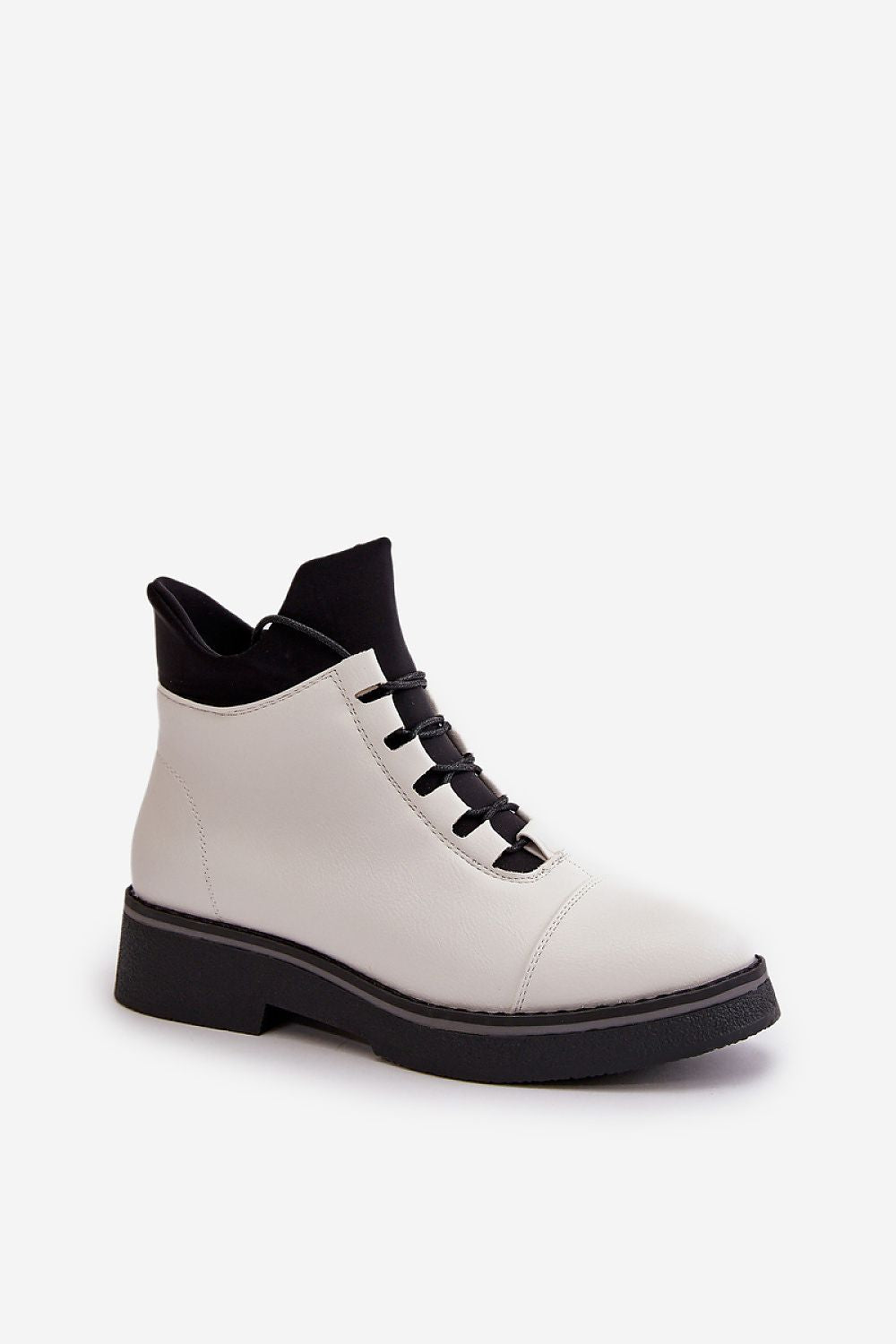 TEEK - White Laced Up Contrast Boots SHOES TEEK MH   