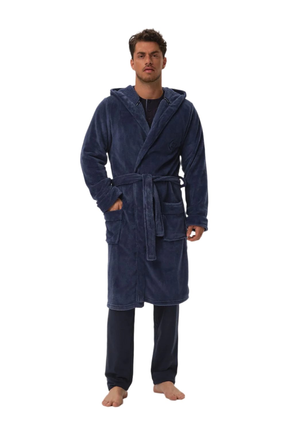 TEEK - Mens Blue Hooded Home Bathrobe ROBE TEEK MH M  