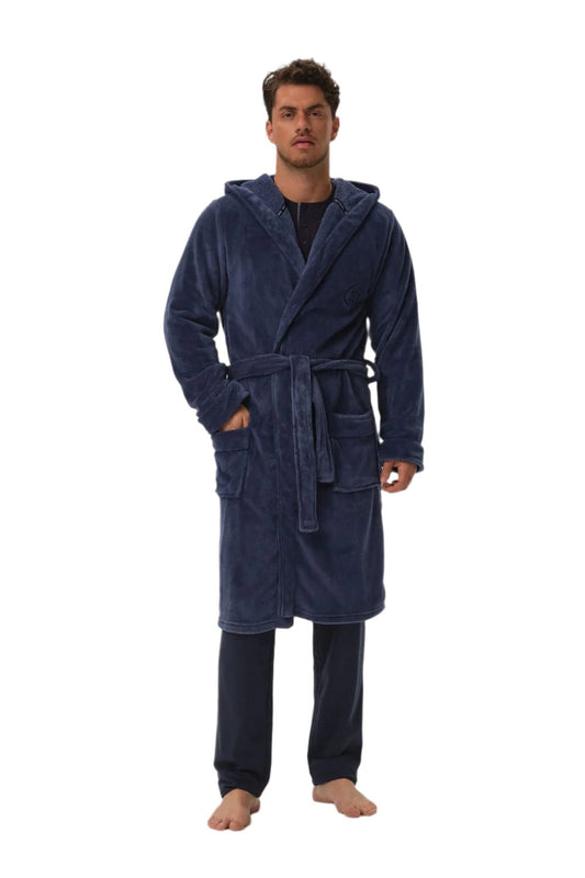 TEEK - Mens Blue Hooded Home Bathrobe ROBE TEEK MH M  