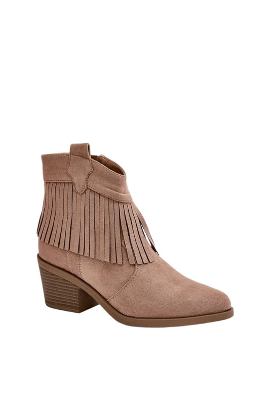 TEEK - Natural Suede Leather Fringe Suede Heeled Boots SHOES TEEK MH   