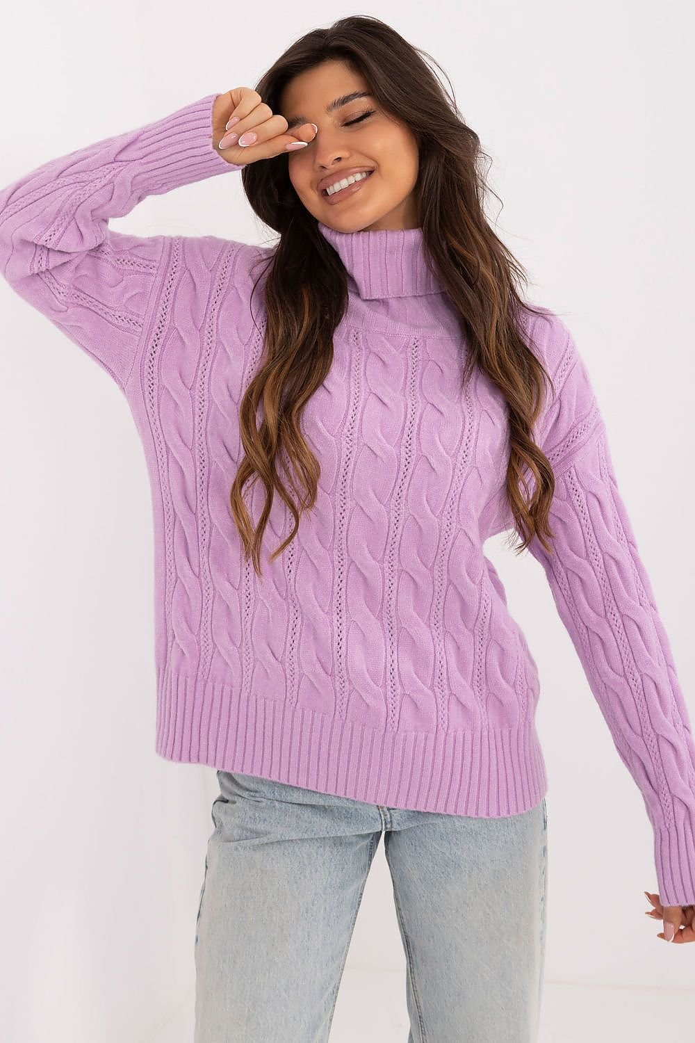 TEEK - Knitted Textured Turtleneck SWEATER TEEK MH violet One Size 