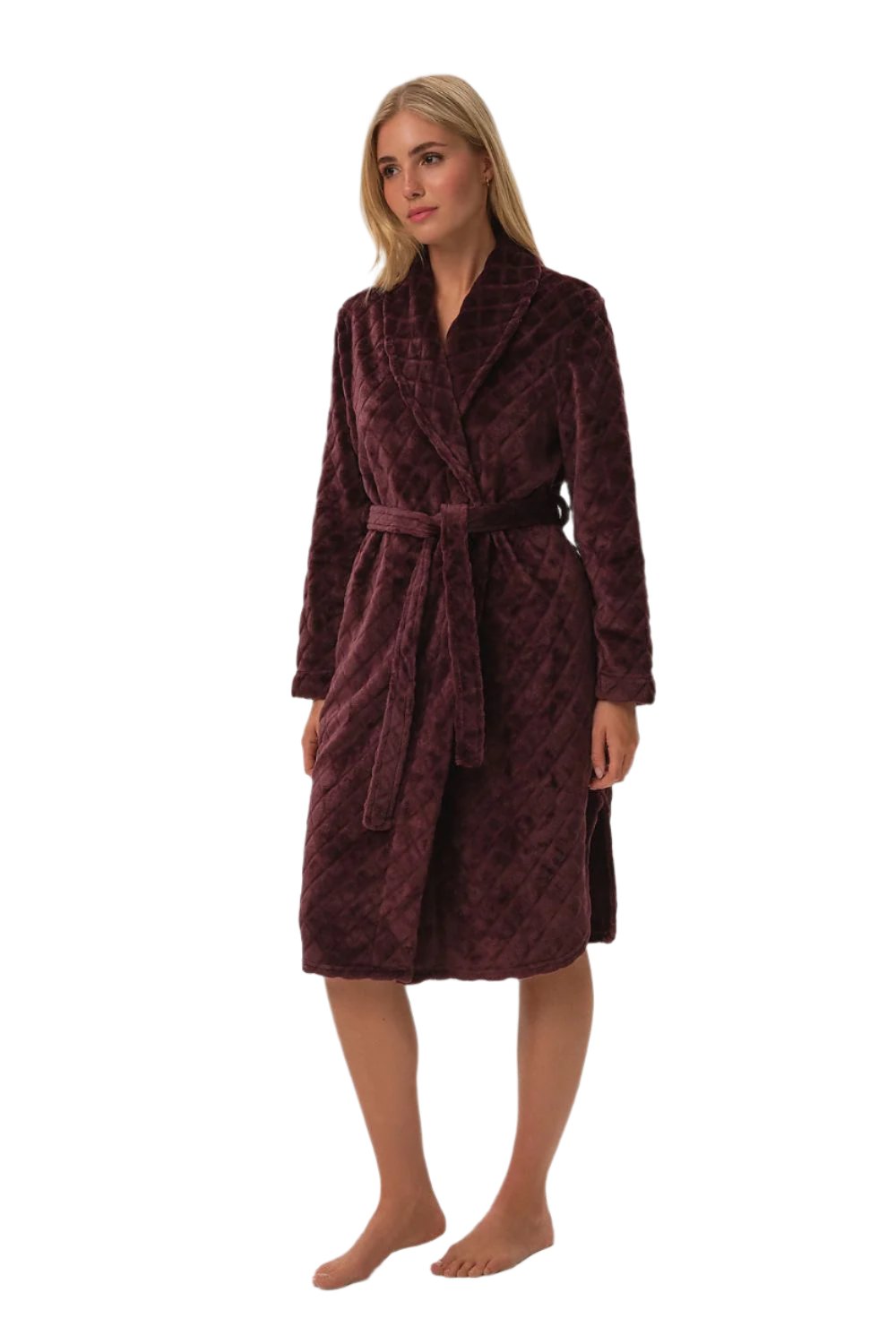 TEEK - Violet Belted Curved Slit Bathrobe ROBE TEEK MH S  