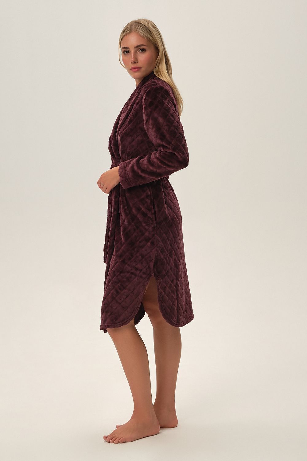 TEEK - Violet Belted Curved Slit Bathrobe ROBE TEEK MH   