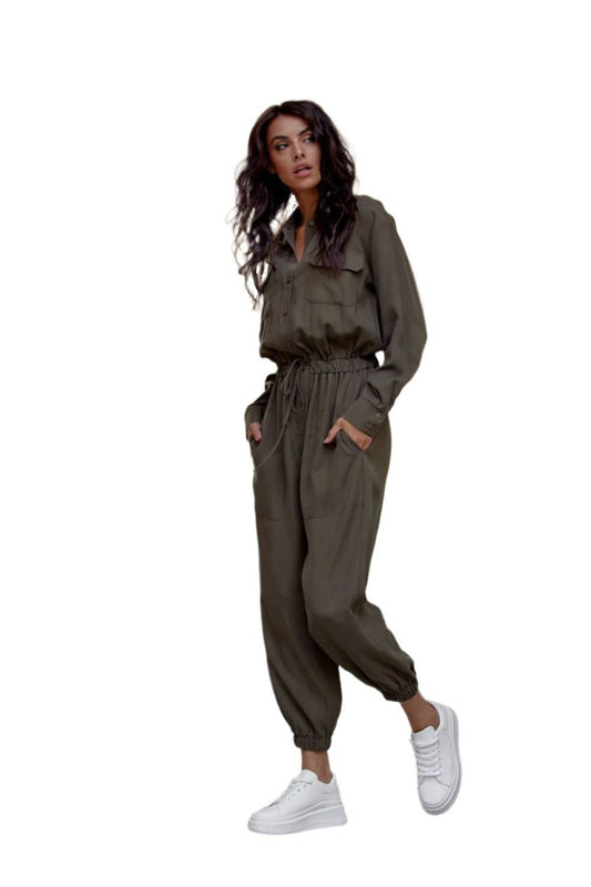 TEEK - Drawstring Waist Pocketed Jumpsuit JUMPSUIT TEEK MH green 36 