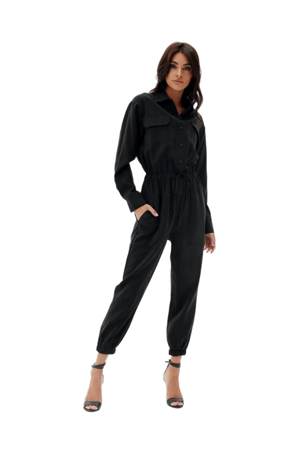 TEEK - Drawstring Waist Pocketed Jumpsuit JUMPSUIT TEEK MH   