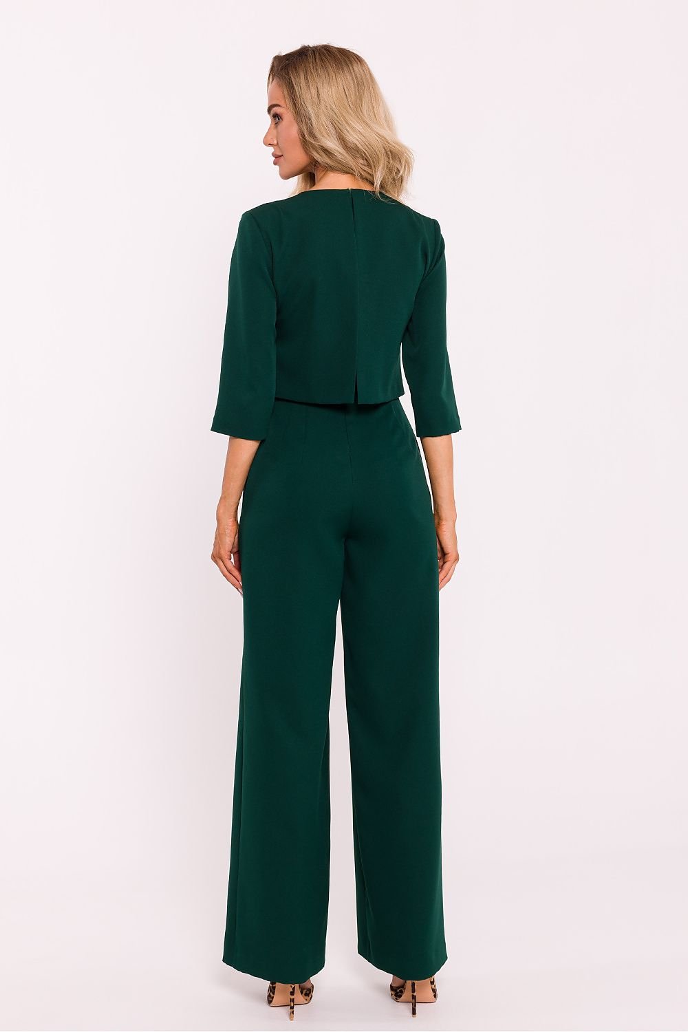 TEEK - Cropped Suit Top Flared Leg Jumpsuit JUMPSUIT TEEK MH   