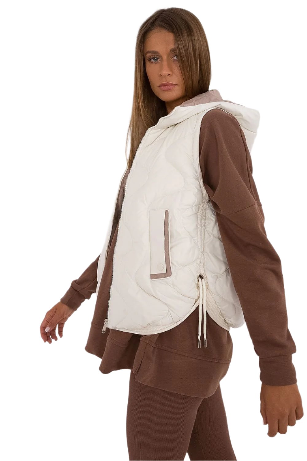 TEEK - Beige Side Pulley Hooded Gilet JACKET TEEK MH   