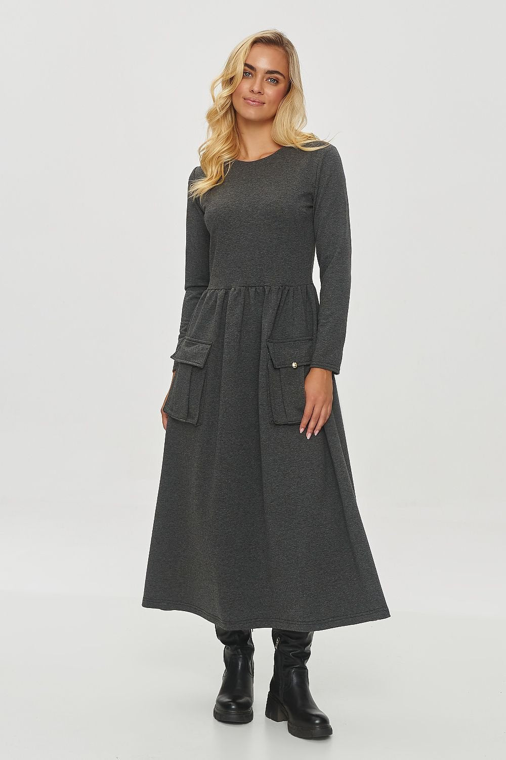 TEEK - Two Front Pocket Long Sleeve Dress DRESS TEEK MH grey XXS 36 