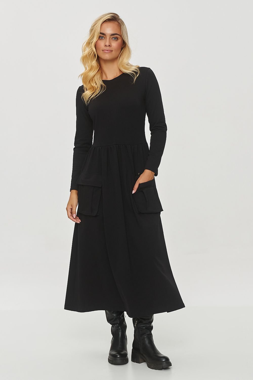 TEEK - Two Front Pocket Long Sleeve Dress DRESS TEEK MH black XXS 36 