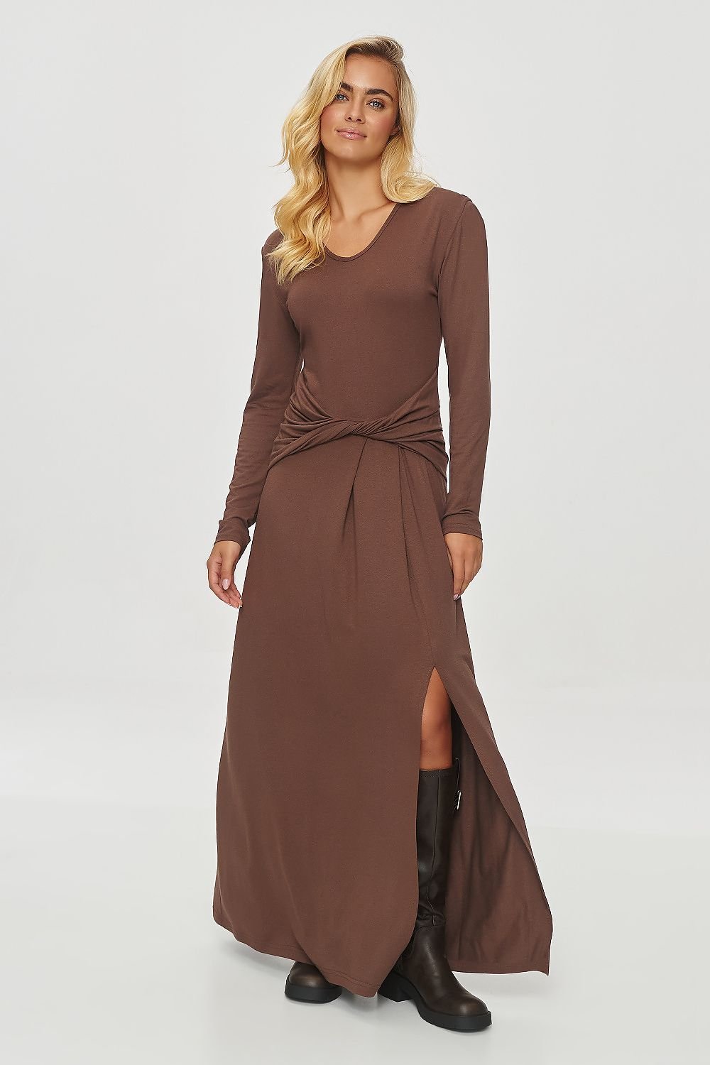 TEEK - Mock Tied Waist Long Sleeve Dress DRESS TEEK MH brown XS 36 