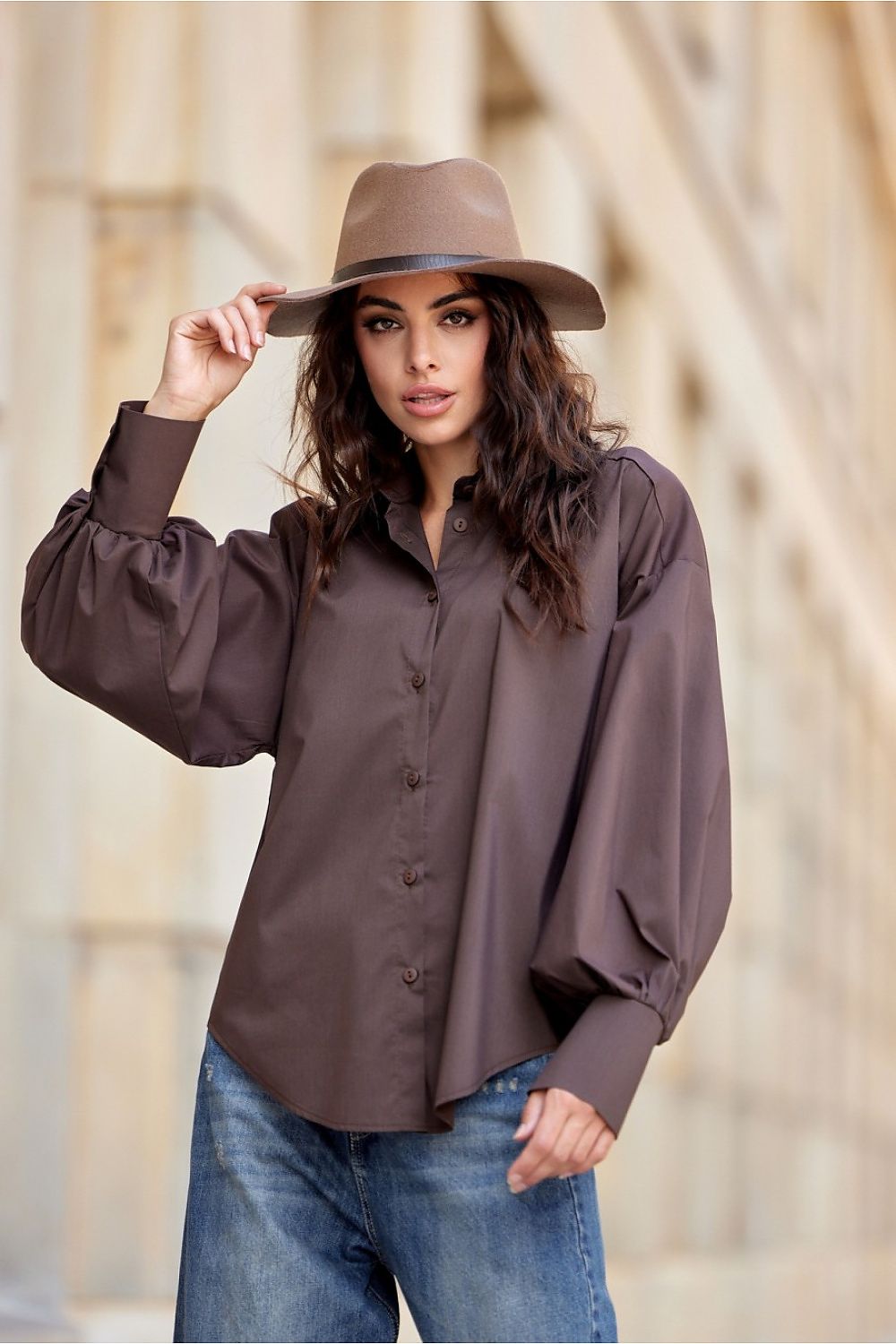 TEEK - Long Bag Sleeve Shirt TOPS TEEK MH brown XS 36 