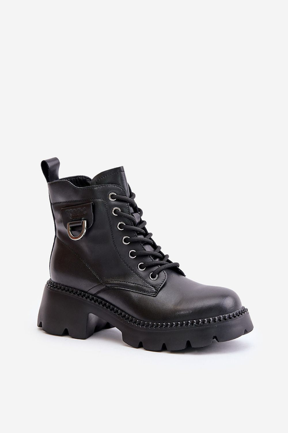 TEEK - Black Side Ring Laced Boots SHOES TEEK MH 6.5  