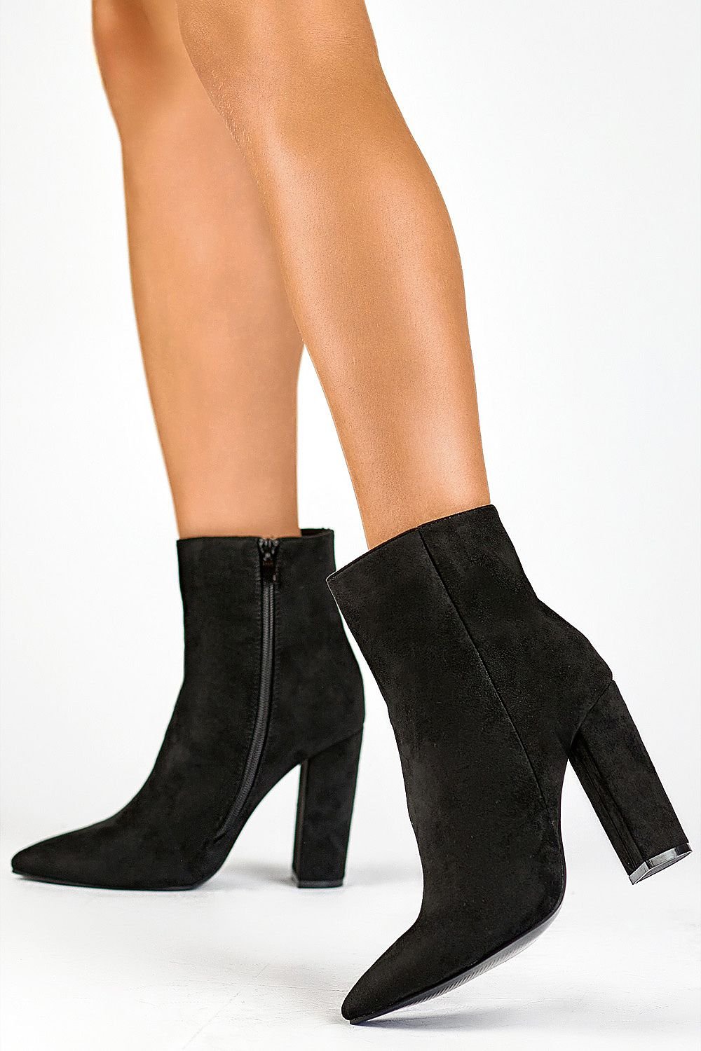 TEEK - Pointed Suede Toe Side Zip Heeled Boots SHOES TEEK MH black 6.5 