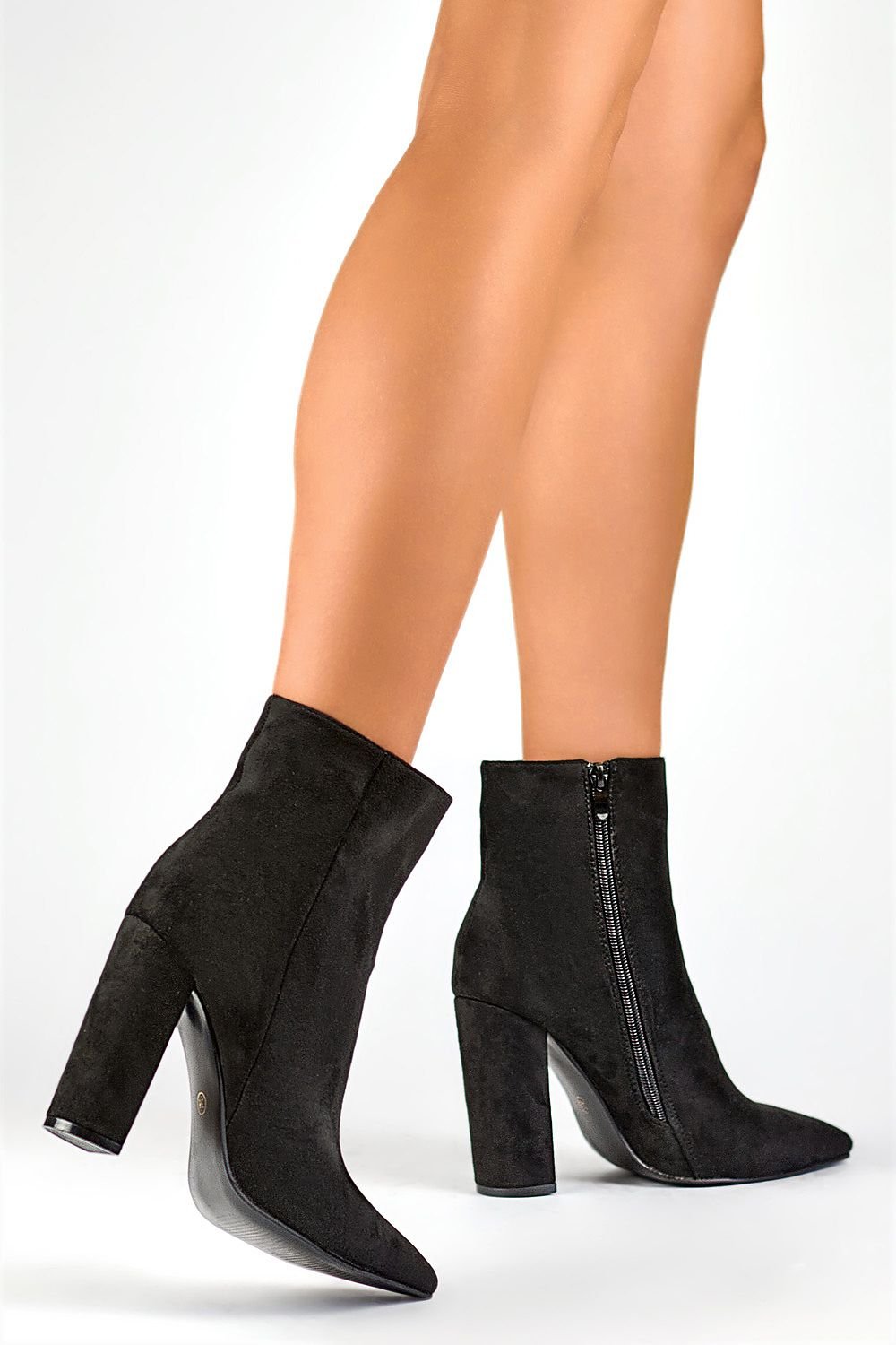 TEEK - Pointed Suede Toe Side Zip Heeled Boots SHOES TEEK MH   