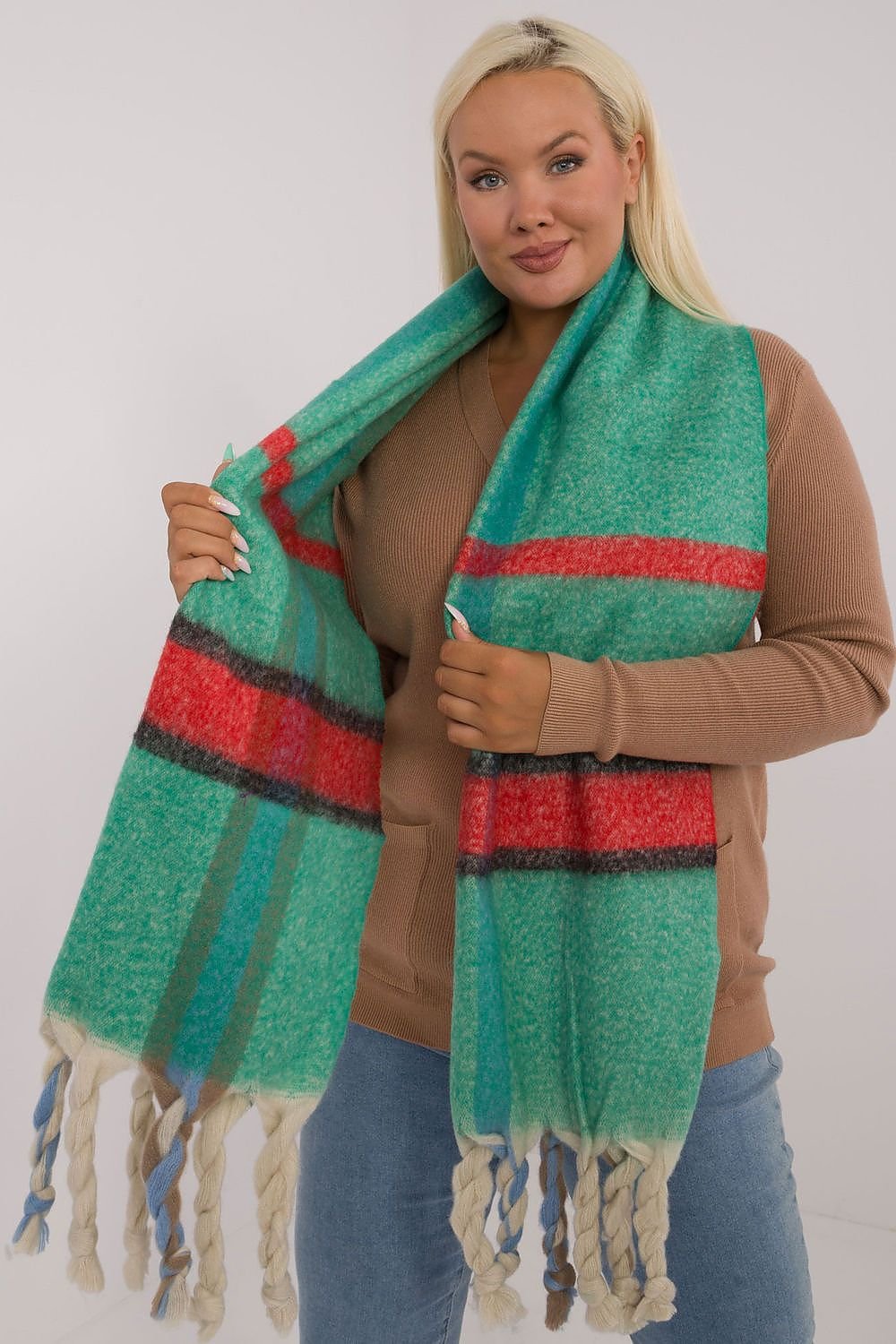 TEEK - Big Plaid Fringe Scarf SCARF TEEK MH green  