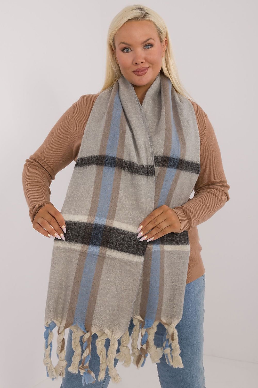 TEEK - Big Plaid Fringe Scarf SCARF TEEK MH grey  