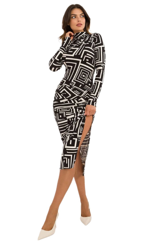 TEEK - MId Turtleneck Graphic Print Dress DRESS TEEK MH black S/M 