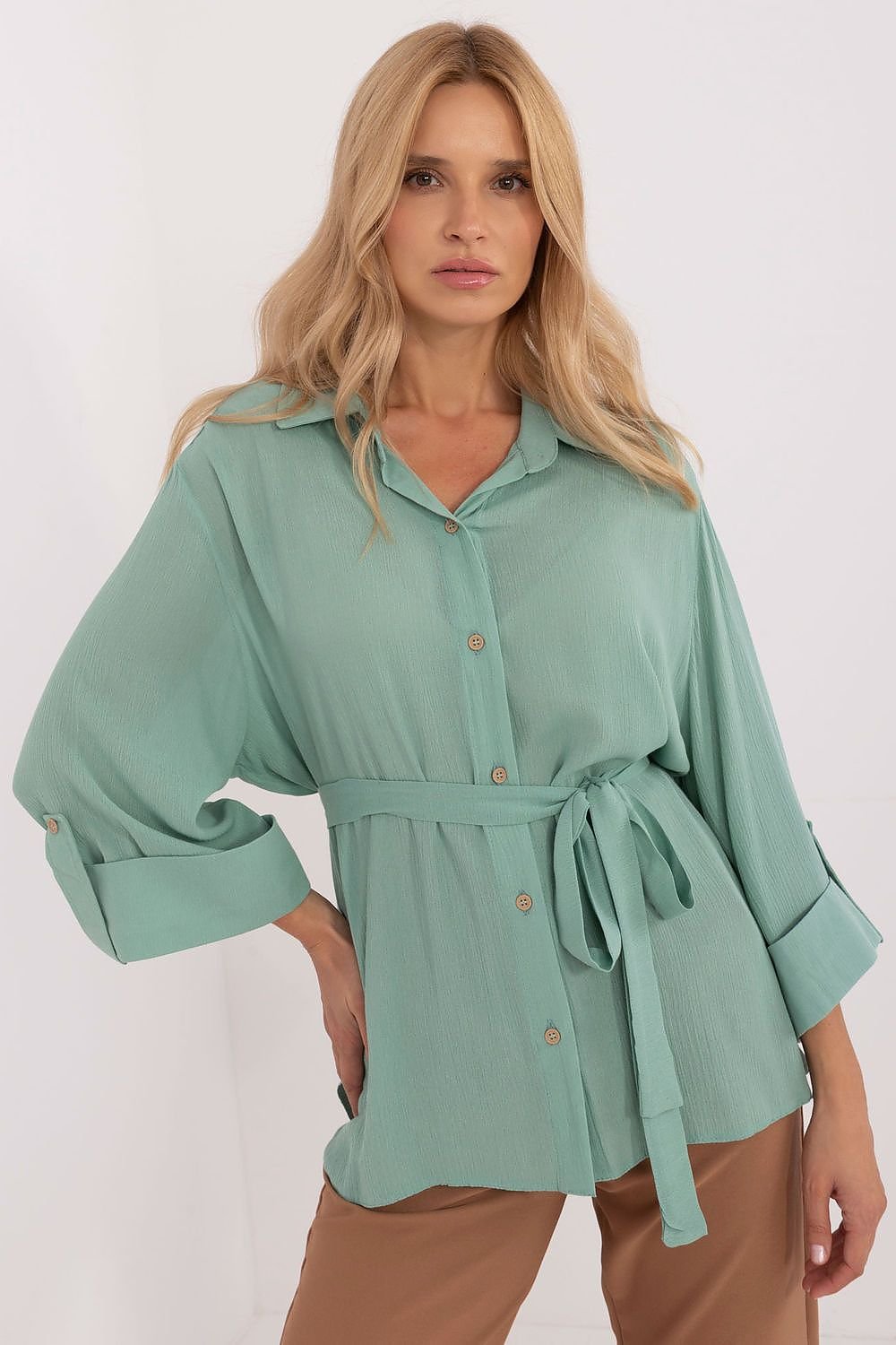 TEEK - Buttoned Belted Shirt  TEEK MH green S/M 