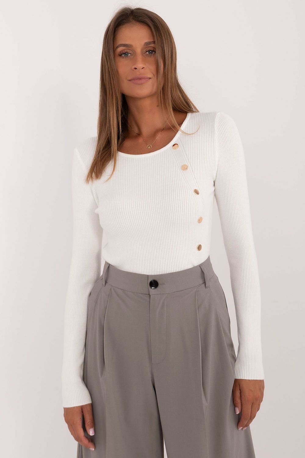 TEEK - Button Detail Side Long Sleeve Top TOPS TEEK MH beige 2 S/M 