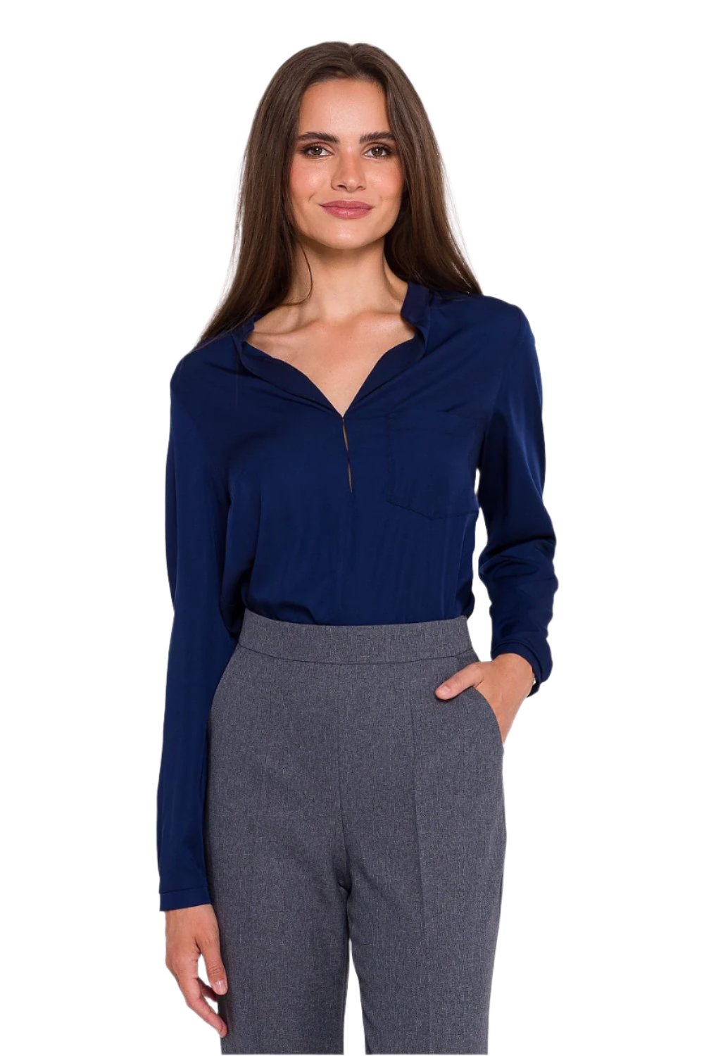 TEEK - Linear Front Satin Touch Blouse TOPS TEEK MH navy blue S 