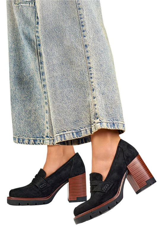 TEEK - Suede Style Block Heeled Penny Loafers SHOES TEEK MH   